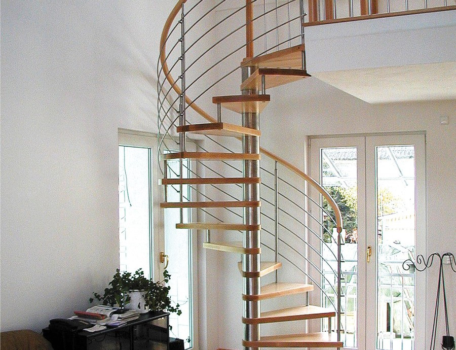 Escalier en colimaçon bois inox NINFEA