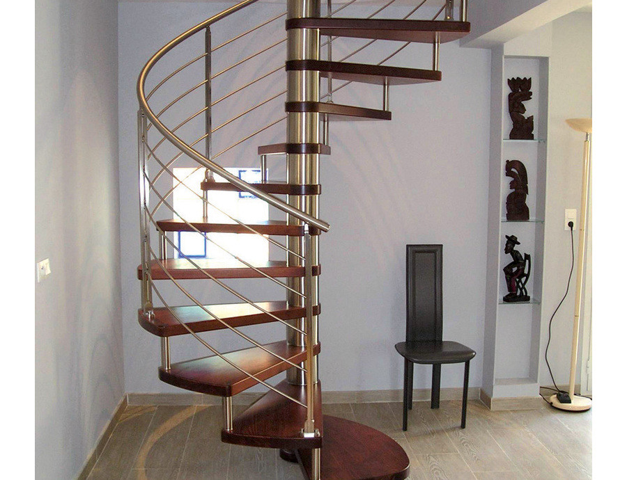 Escalier colimaçon bois et inox ELLIPSE