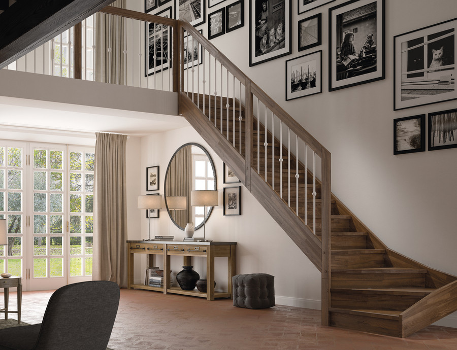 Escalier FIRENZE balustre métal + bois