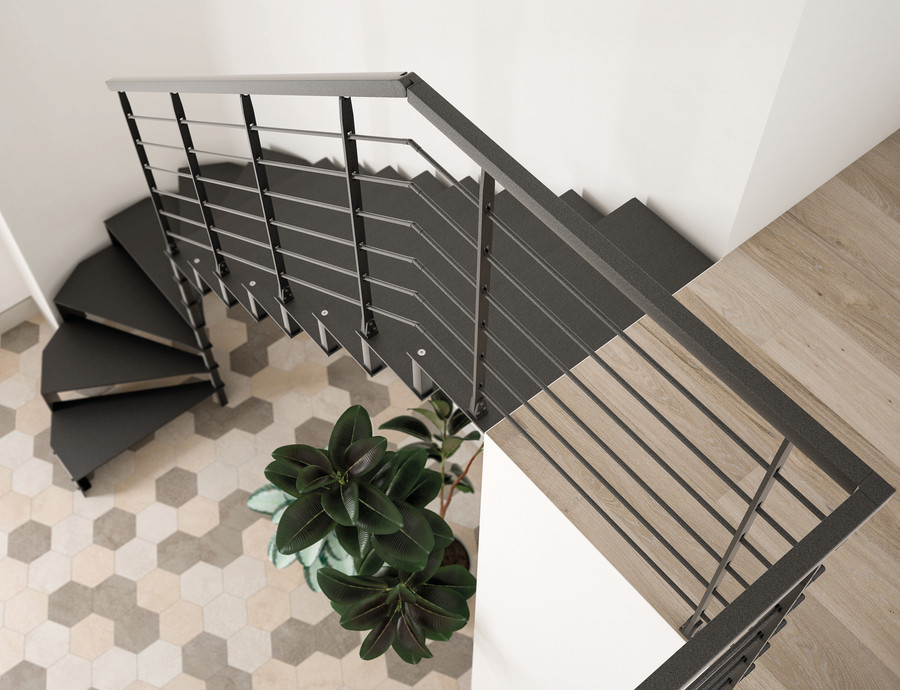 Escalier à limon latéral métal FREEFORM IRON