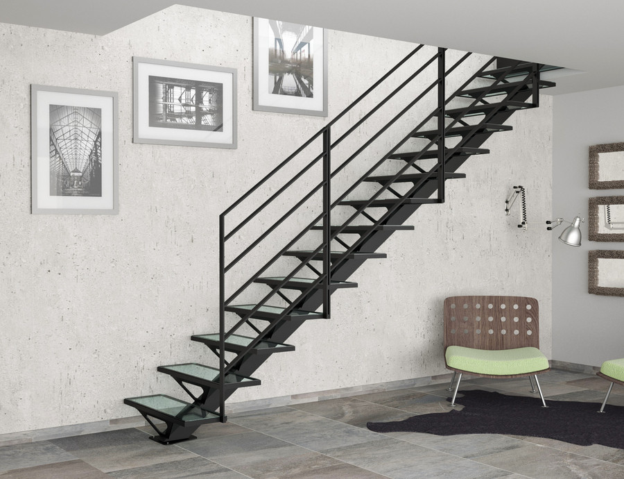 Escalier à limon central VINTAGE GLASS