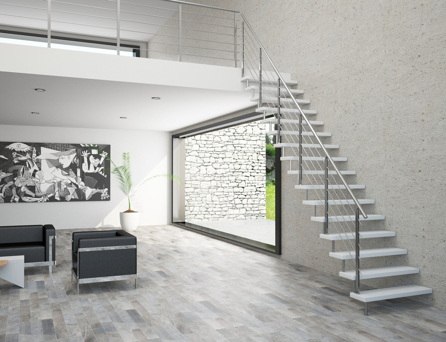 Escalier suspendu en bois et métal ERIKA 50