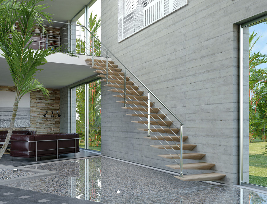 Escalier suspendu en bois DIAMANT