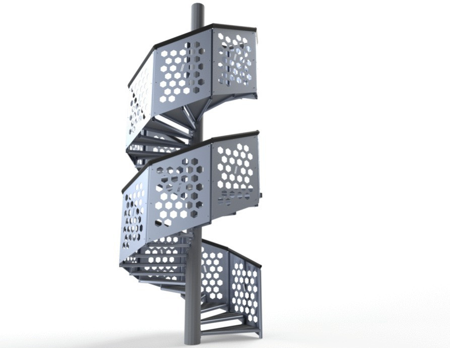 Escalier GM40 garde-corps tôle découpée
