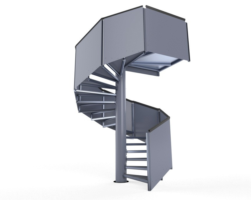Escalier GM40 garde-corps tôle lisse